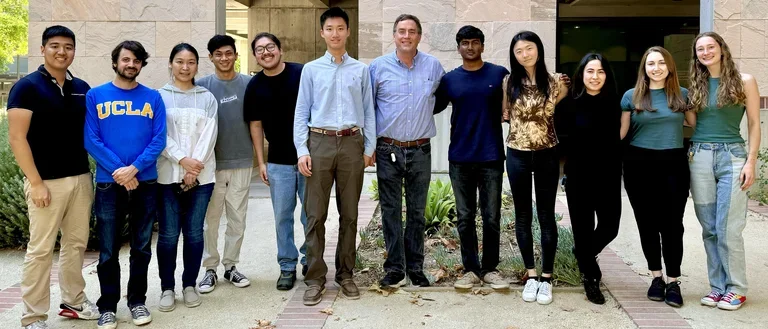 Bradley Lab taking a group photo outside MSB