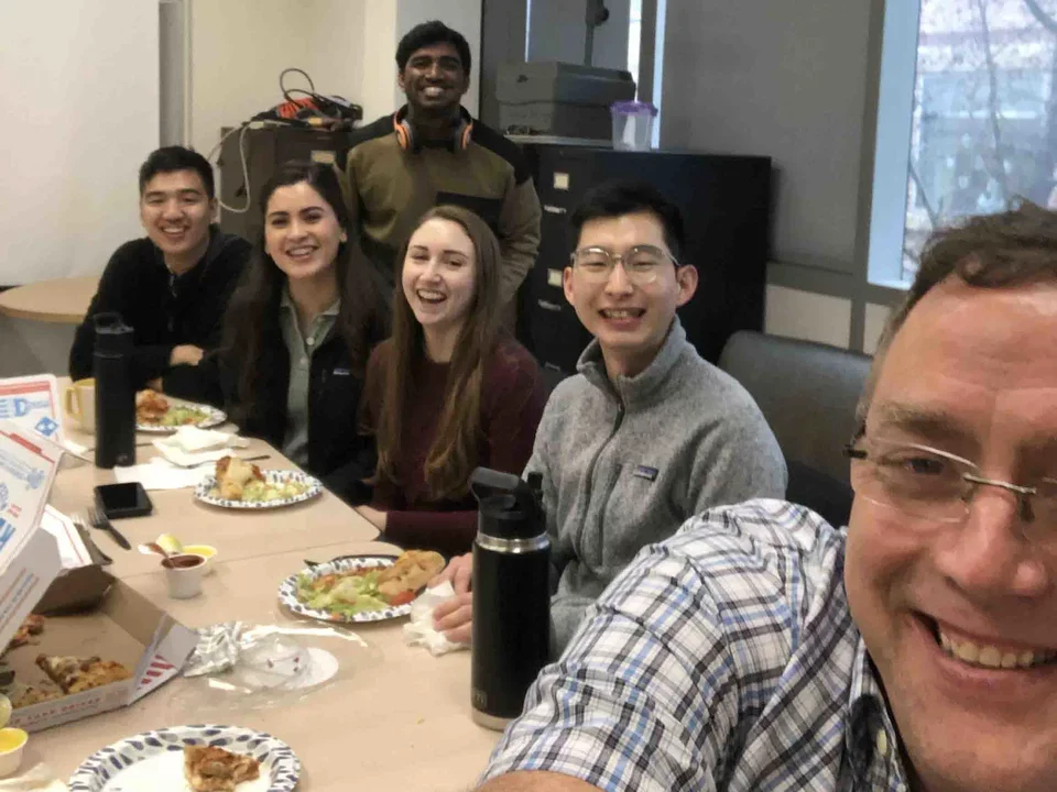 Peter Bradley attempts to take another selfie with the lab. His face is face cut off, but this causes the entire lab to laugh really hard.