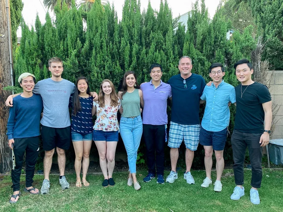 Outdoor group photo in Peter’s backyard. Taken Spring 2021.