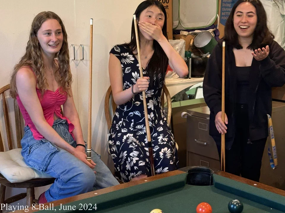 3 girls reaction to playing 8 ball
