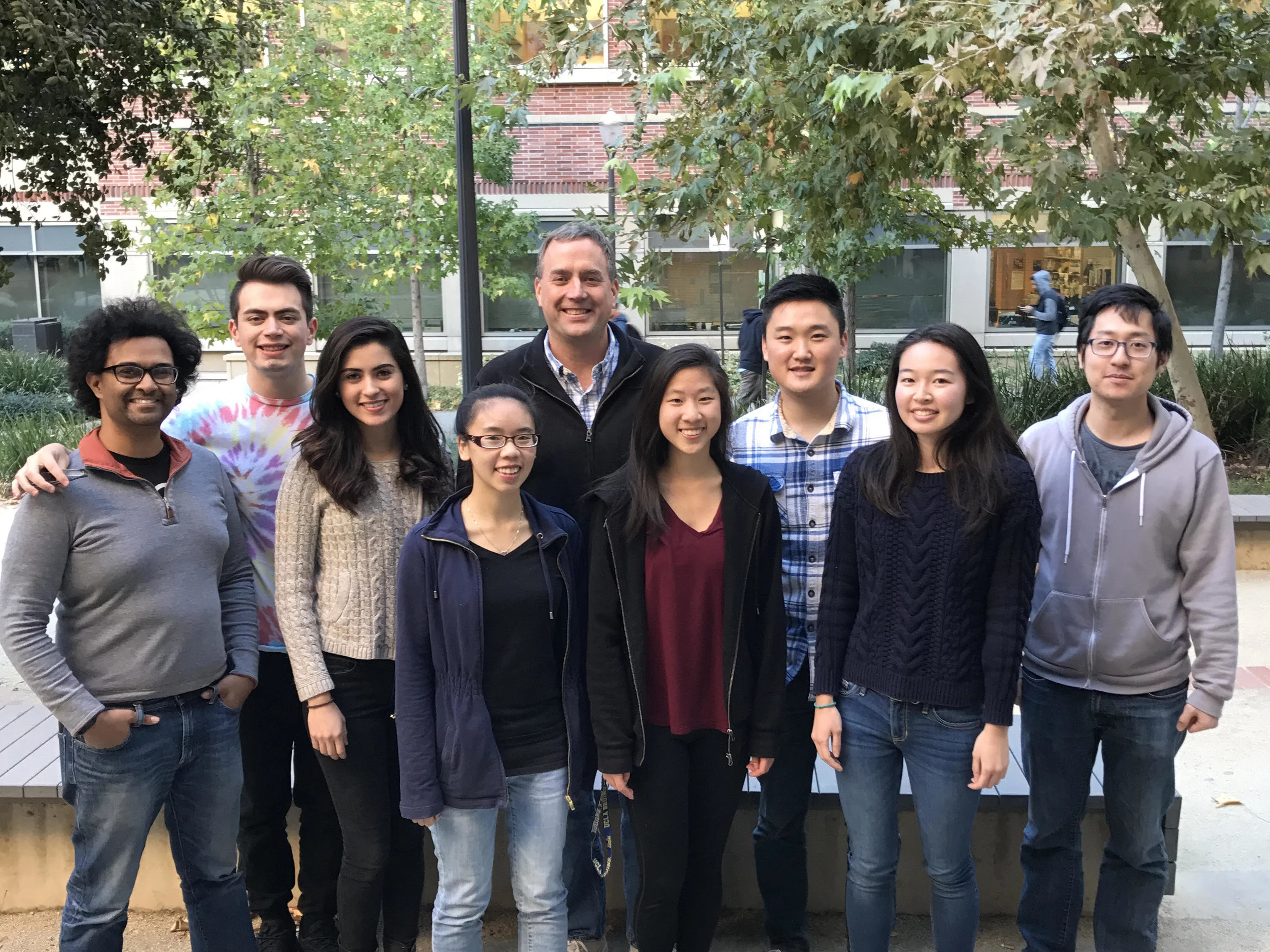 Outdoor group photo outside Molecular Science Building. Taken Fall 2018.