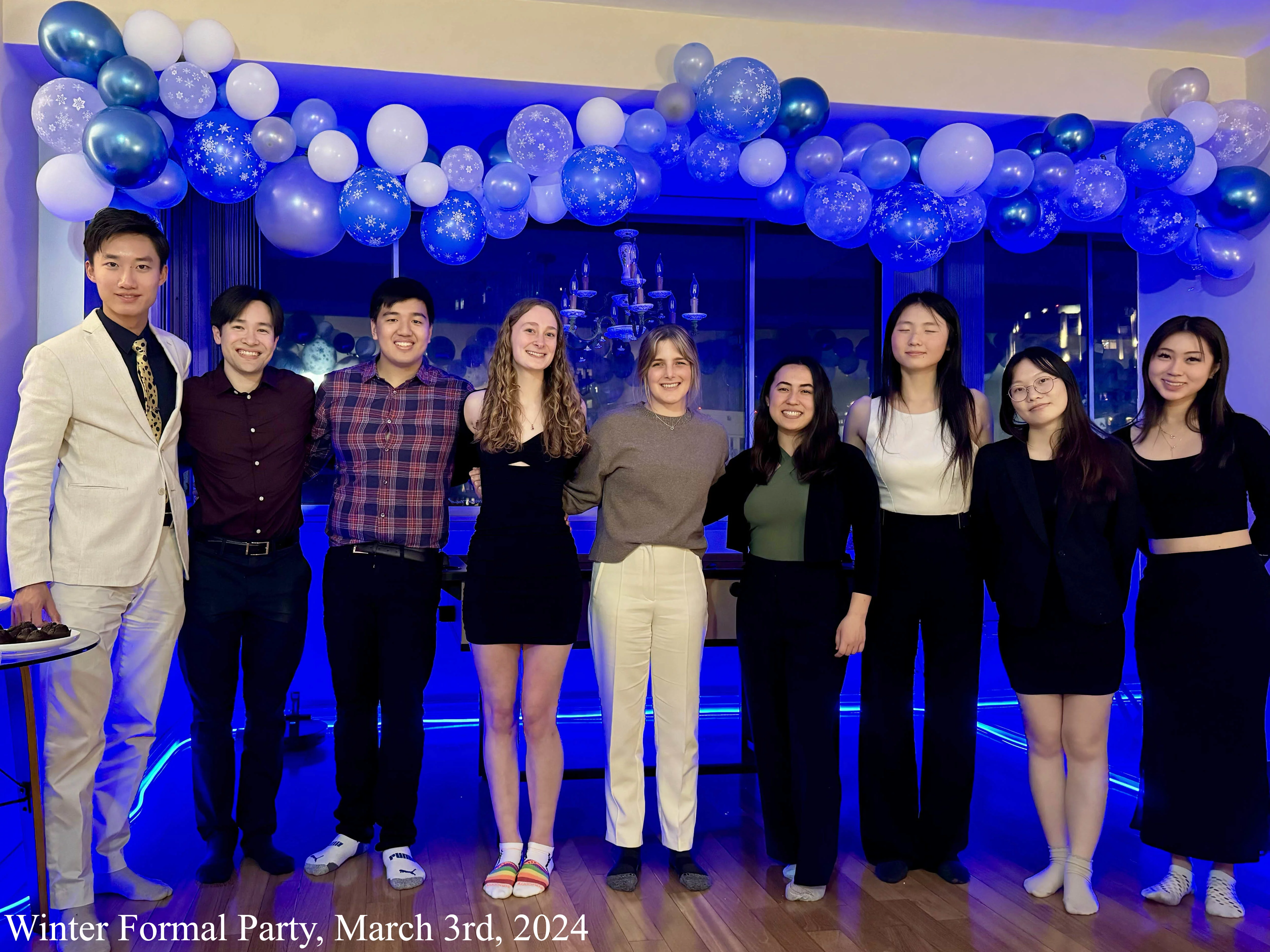 lab undergraduates dress formally for a dinner party